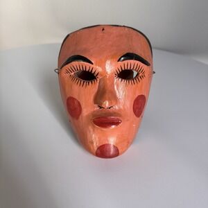 VTG African Tribal Hand Carved Wooden Mask Antiques Wall Hanging Art 6"x5"x4"